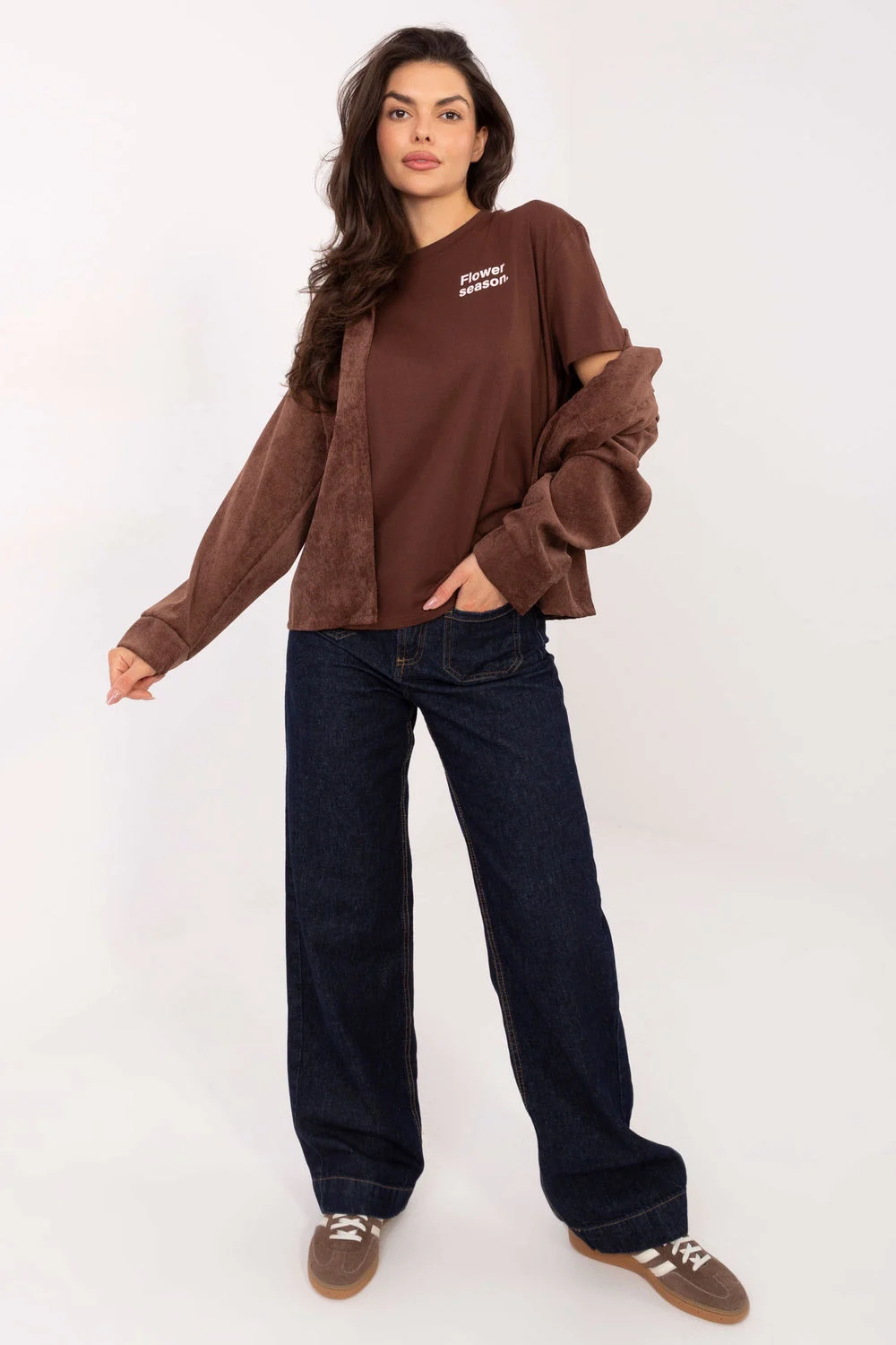 Chemise manche longue brune