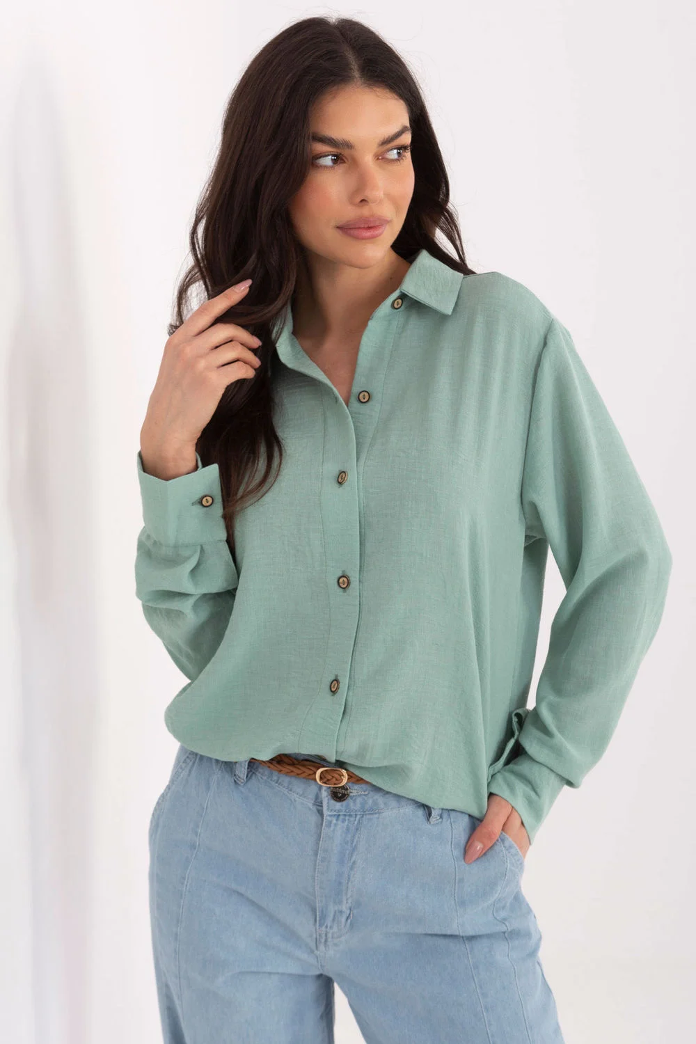 Chemise manche longue verte