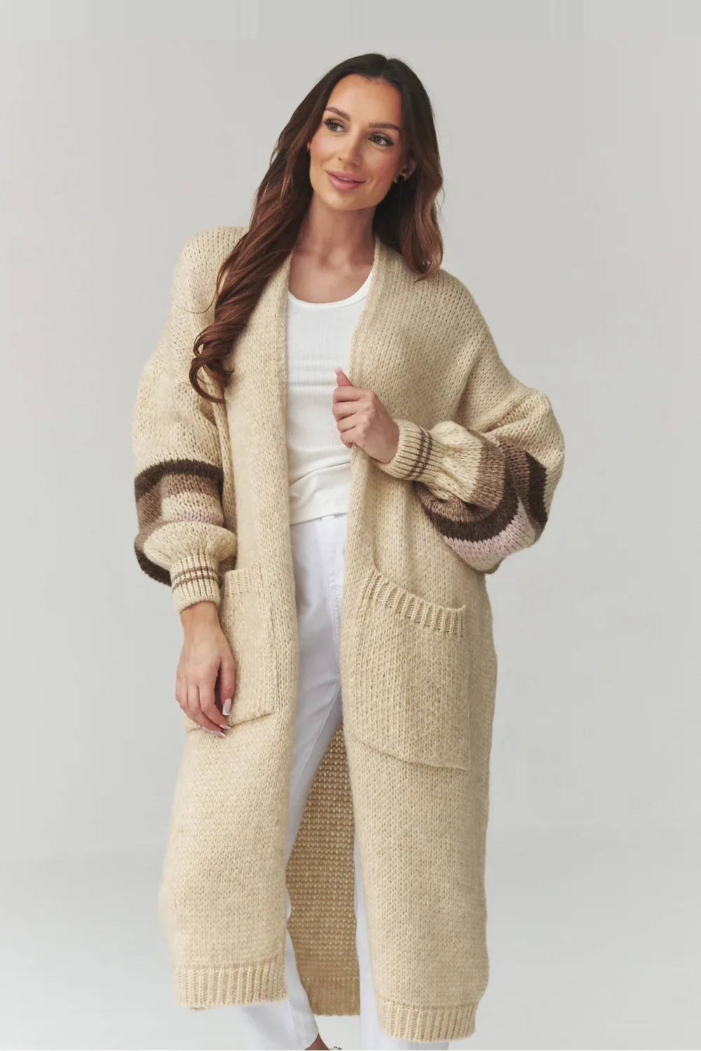 Cardigan oversize beige