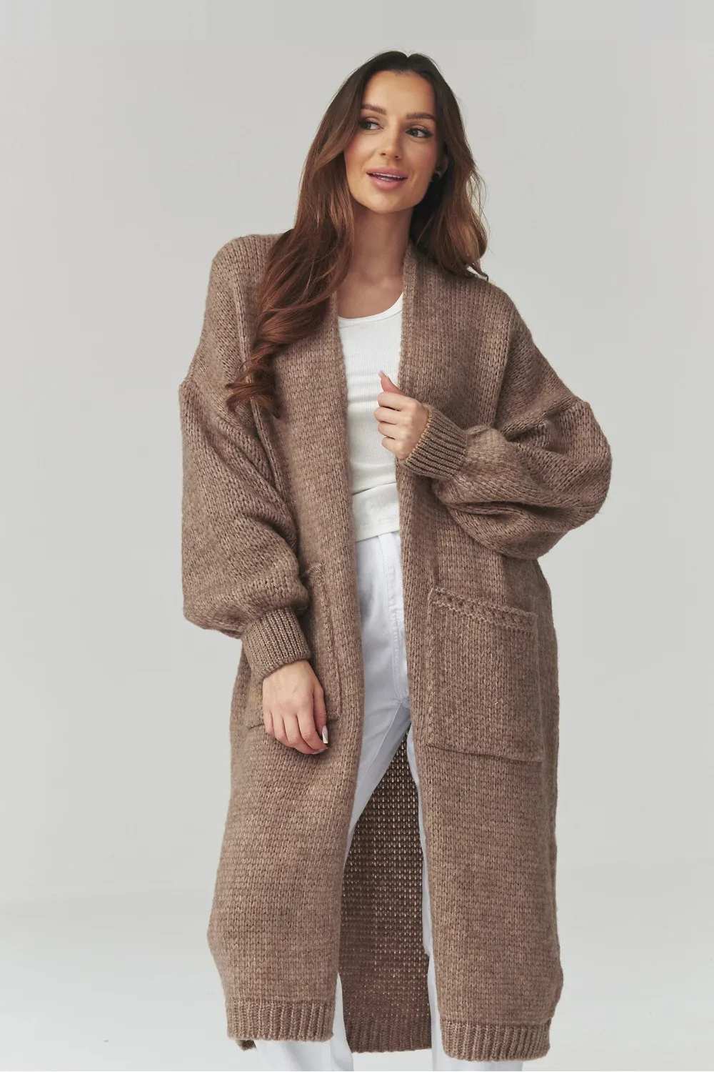 Cardigan oversize beige