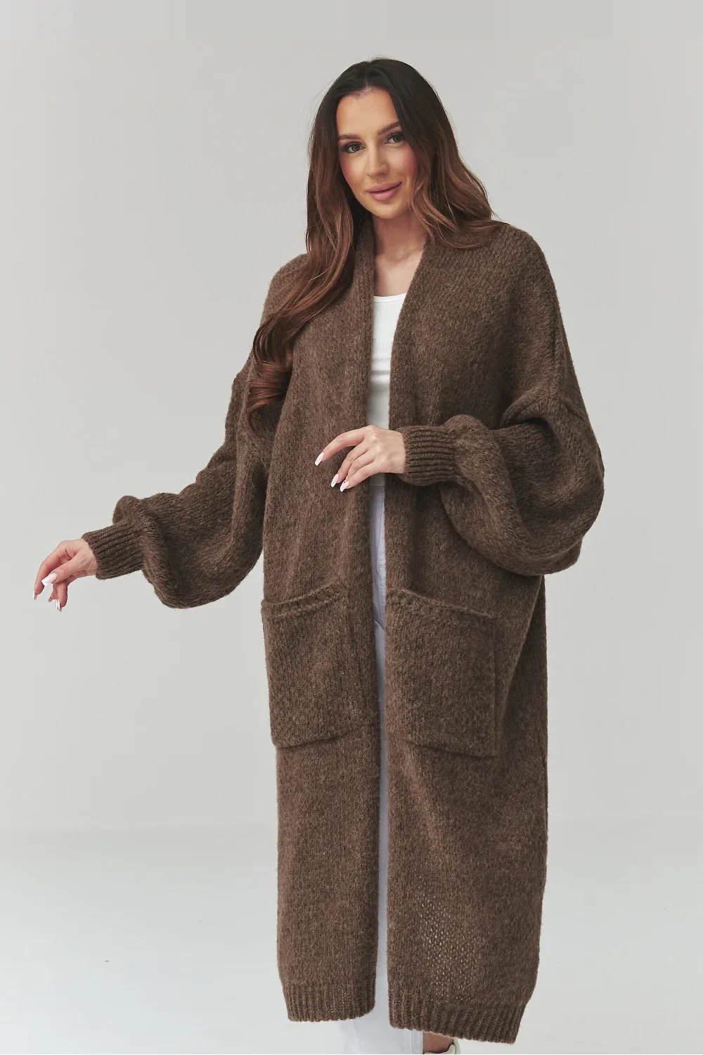 Cardigan oversize brun