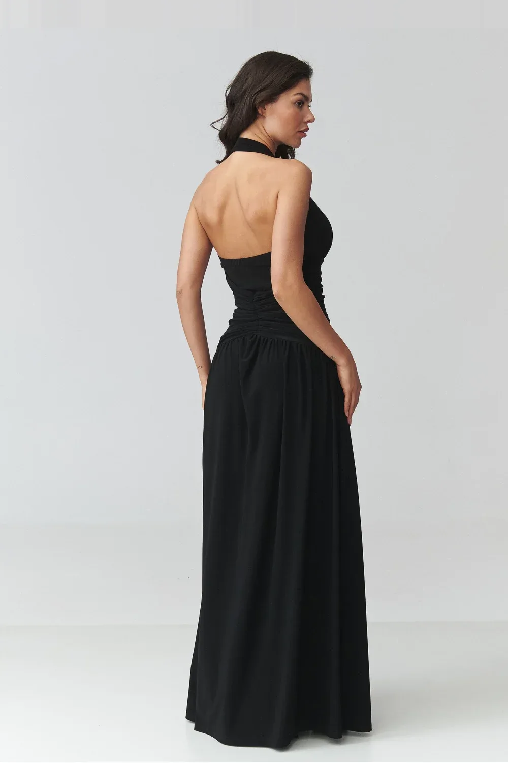 Makadamia Robe longue noire fendue