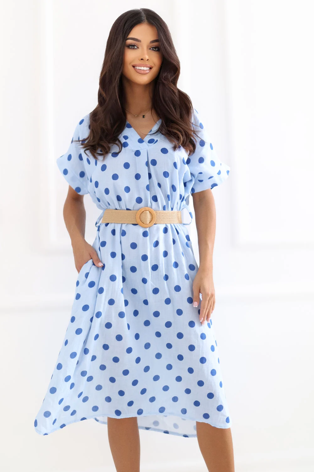Italy Moda Robe midi évasée bleue