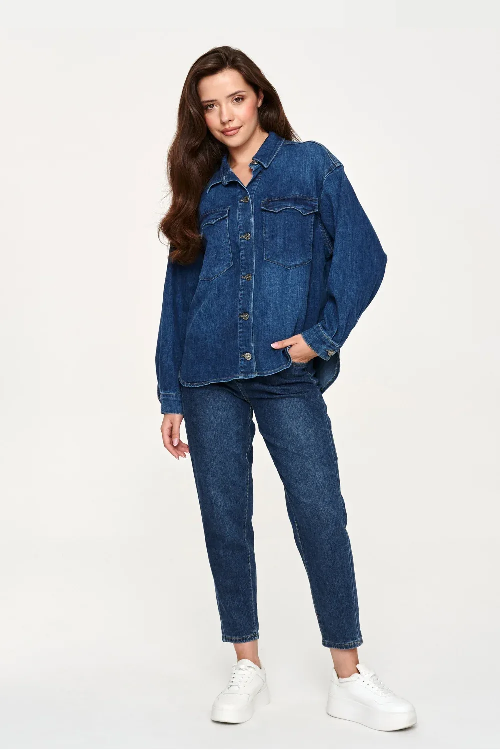 Chemise manche longue bleue marine – Image 2