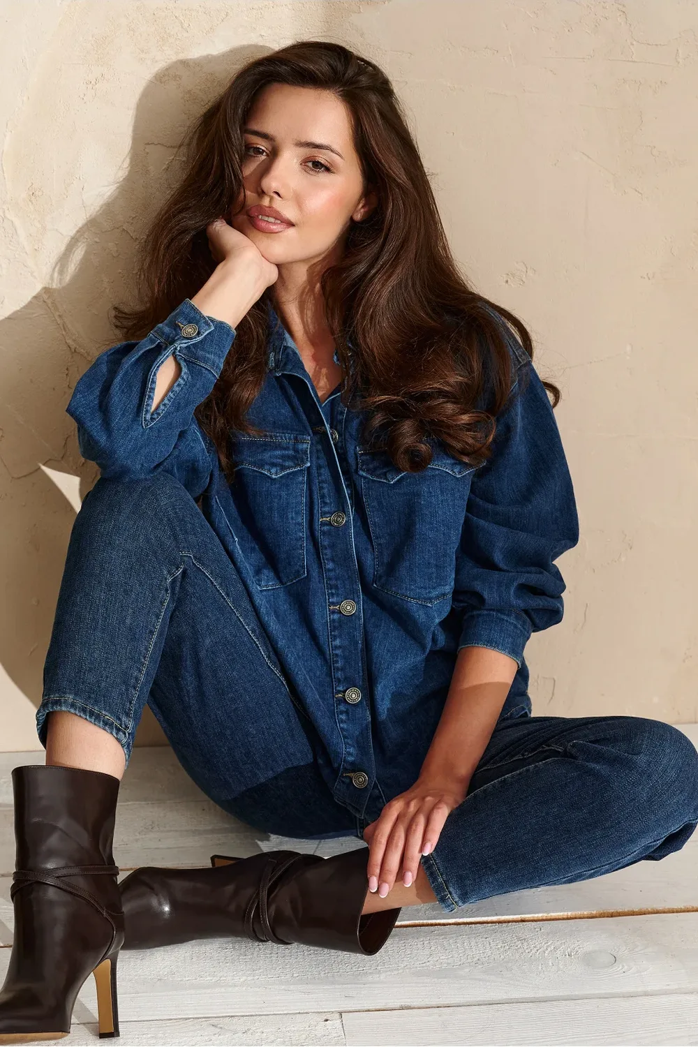 Chemise manche longue bleue marine – Image 4