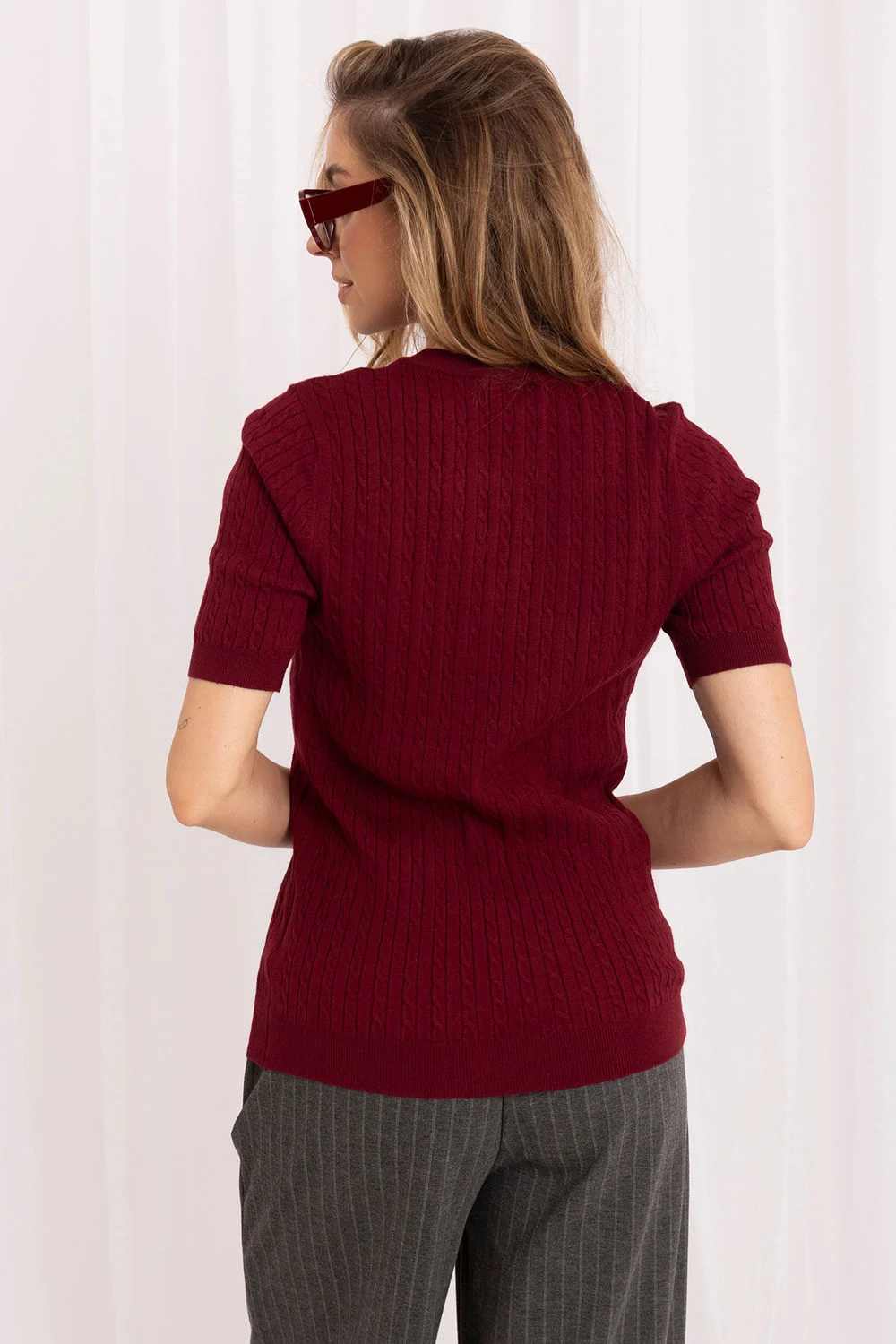 Pull à manches courtes rouge – Image 3