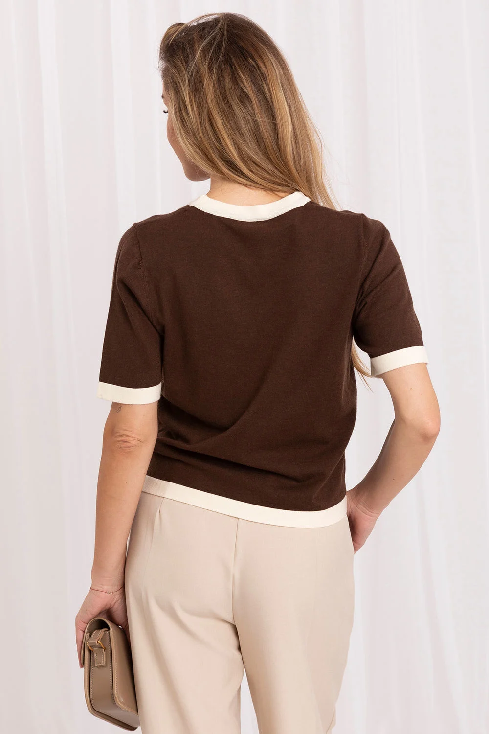 Pull à manches courtes brun – Image 3