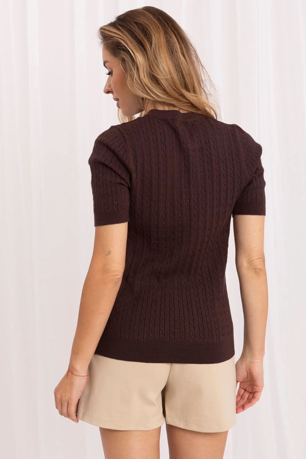 Pull à manches courtes brun – Image 3