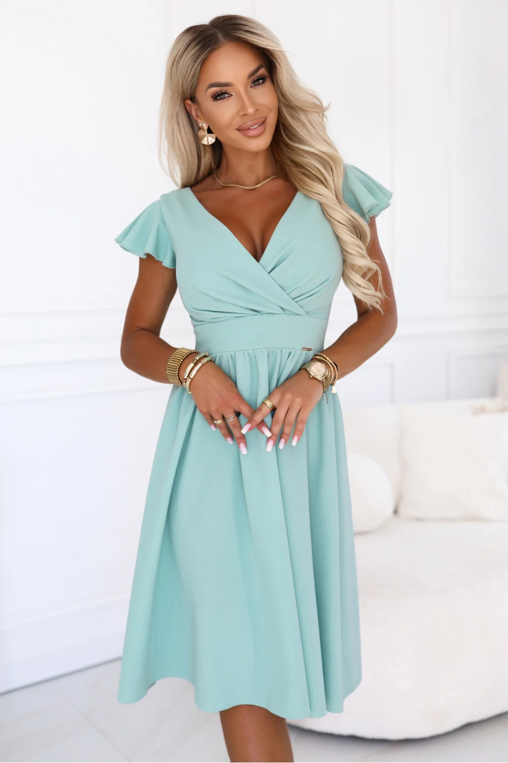 Robe de soirée évasée verte
