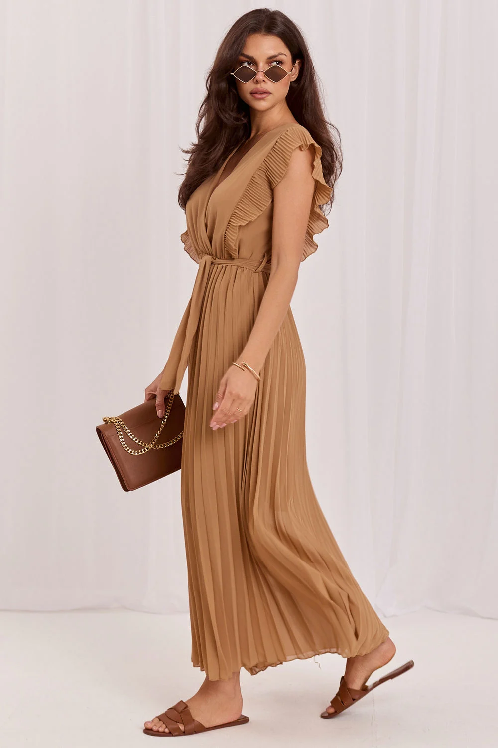 Rue Paris Robe midi évasée brune