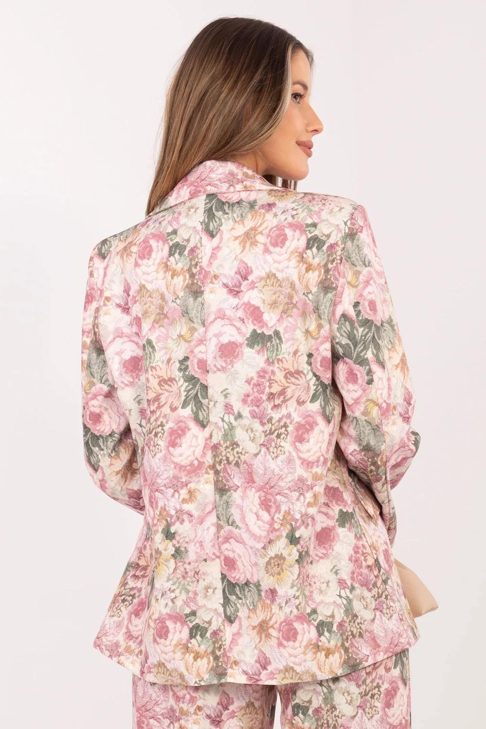 Veste de tailleur rose à motif floral – Image 3