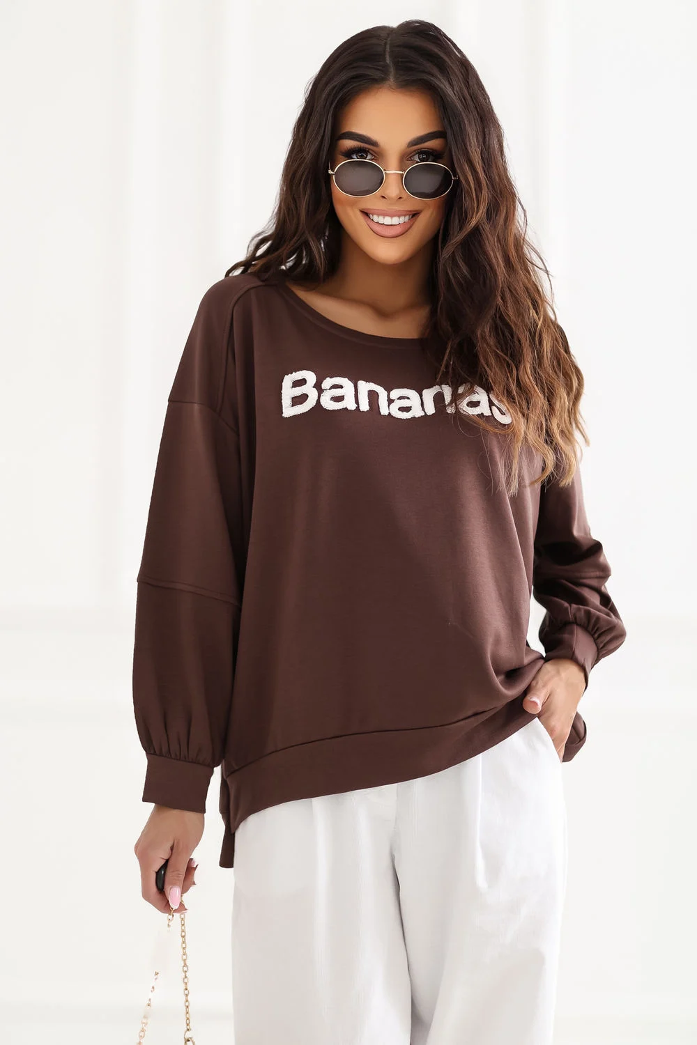 Sweatshirt brun brodé