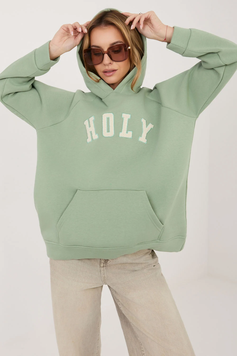 Rue Paris Sweatshirt à capuche vert brodé