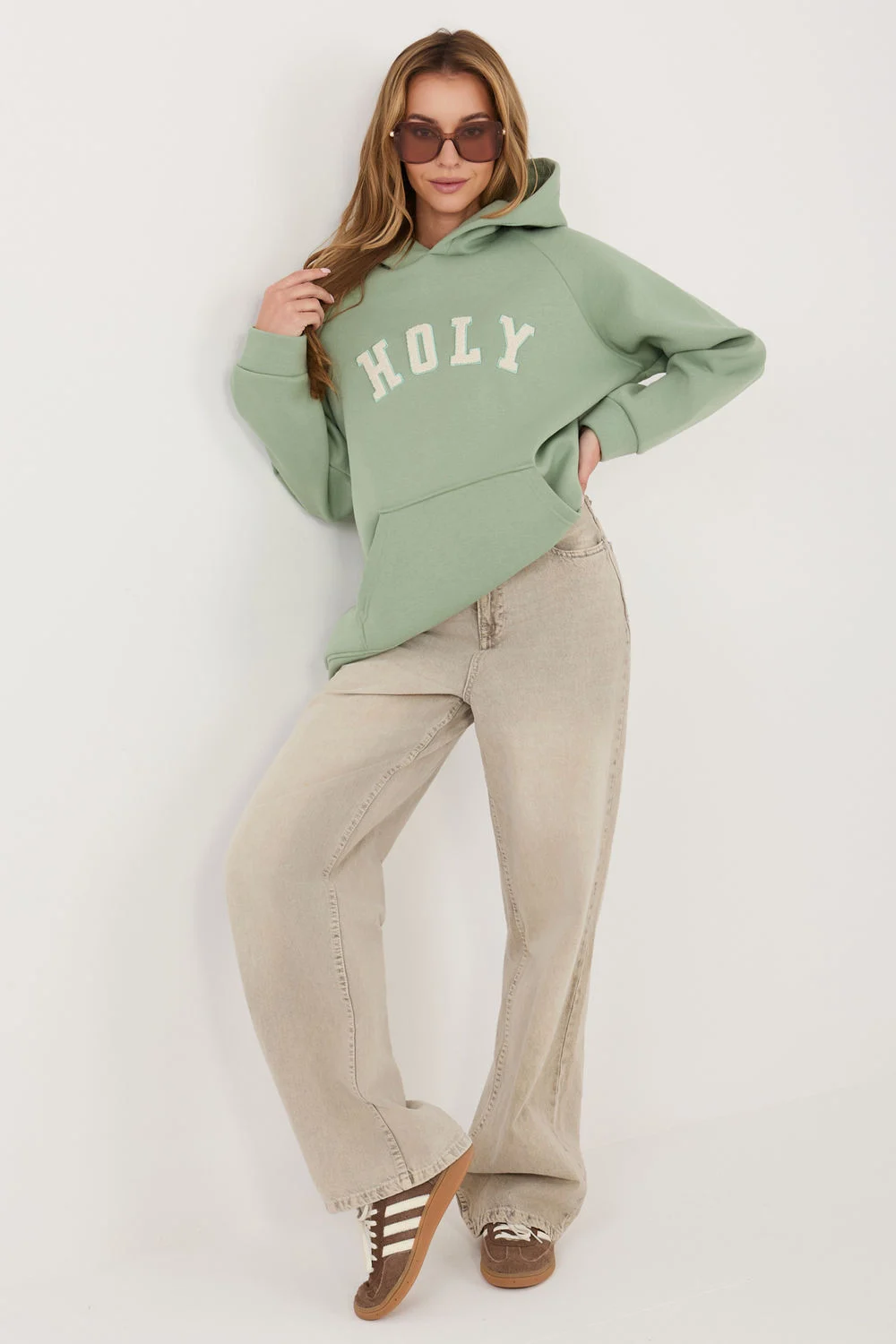 Rue Paris Sweatshirt à capuche vert brodé