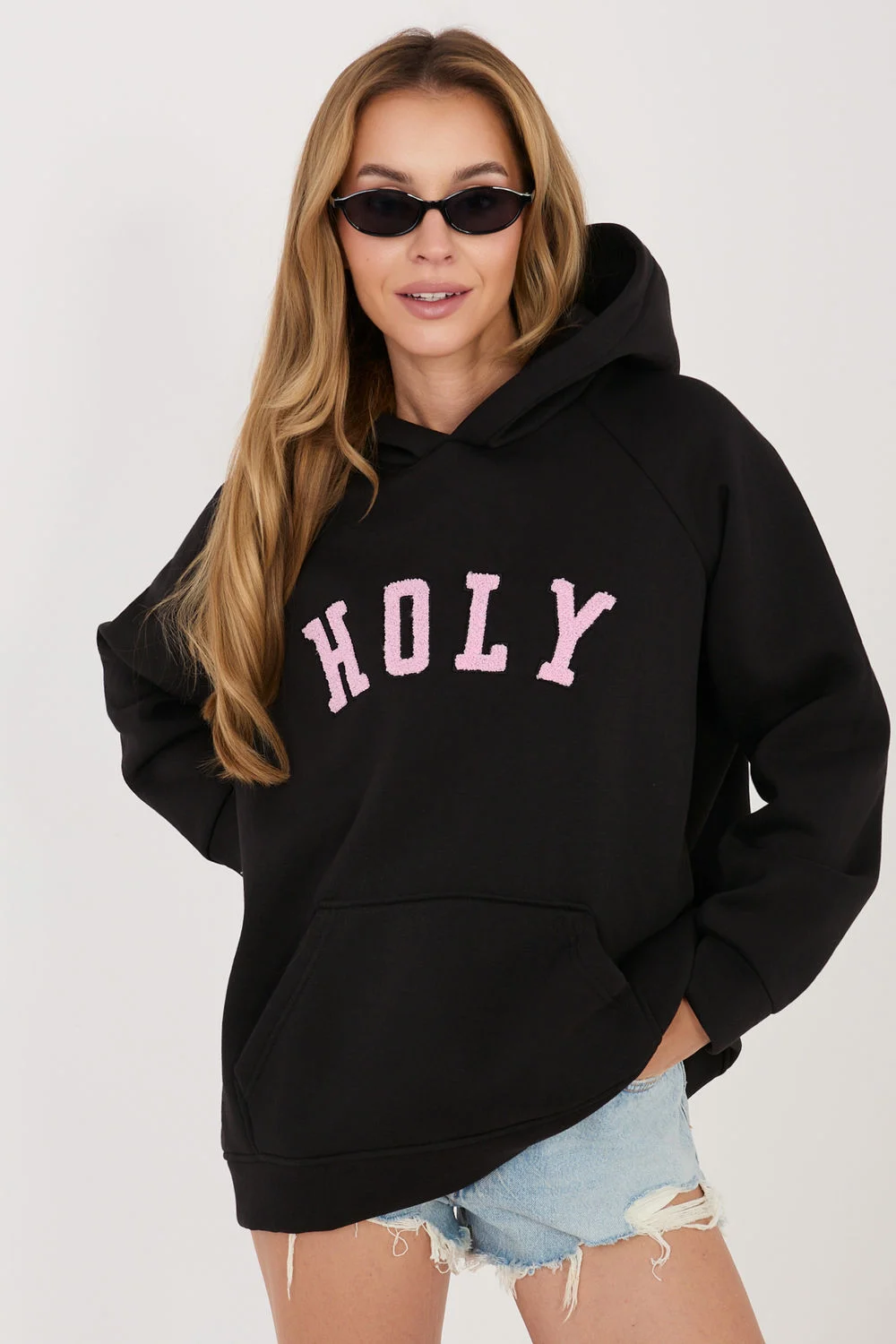 Rue Paris Sweatshirt à capuche noir brodé
