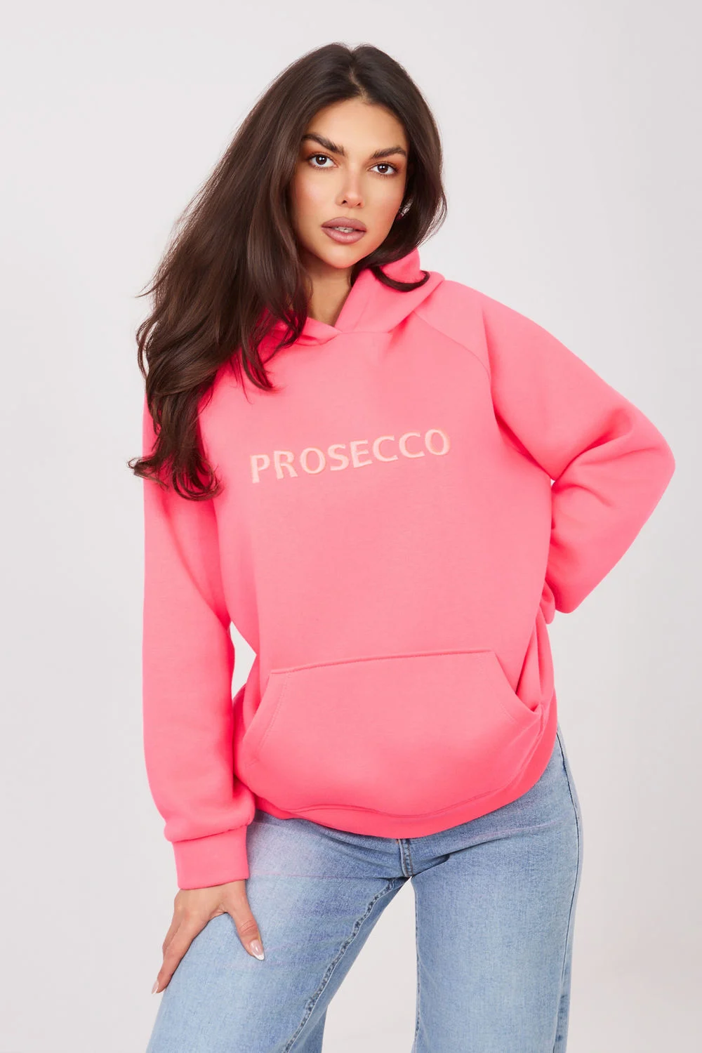 Sweatshirt à capuche rose brodé