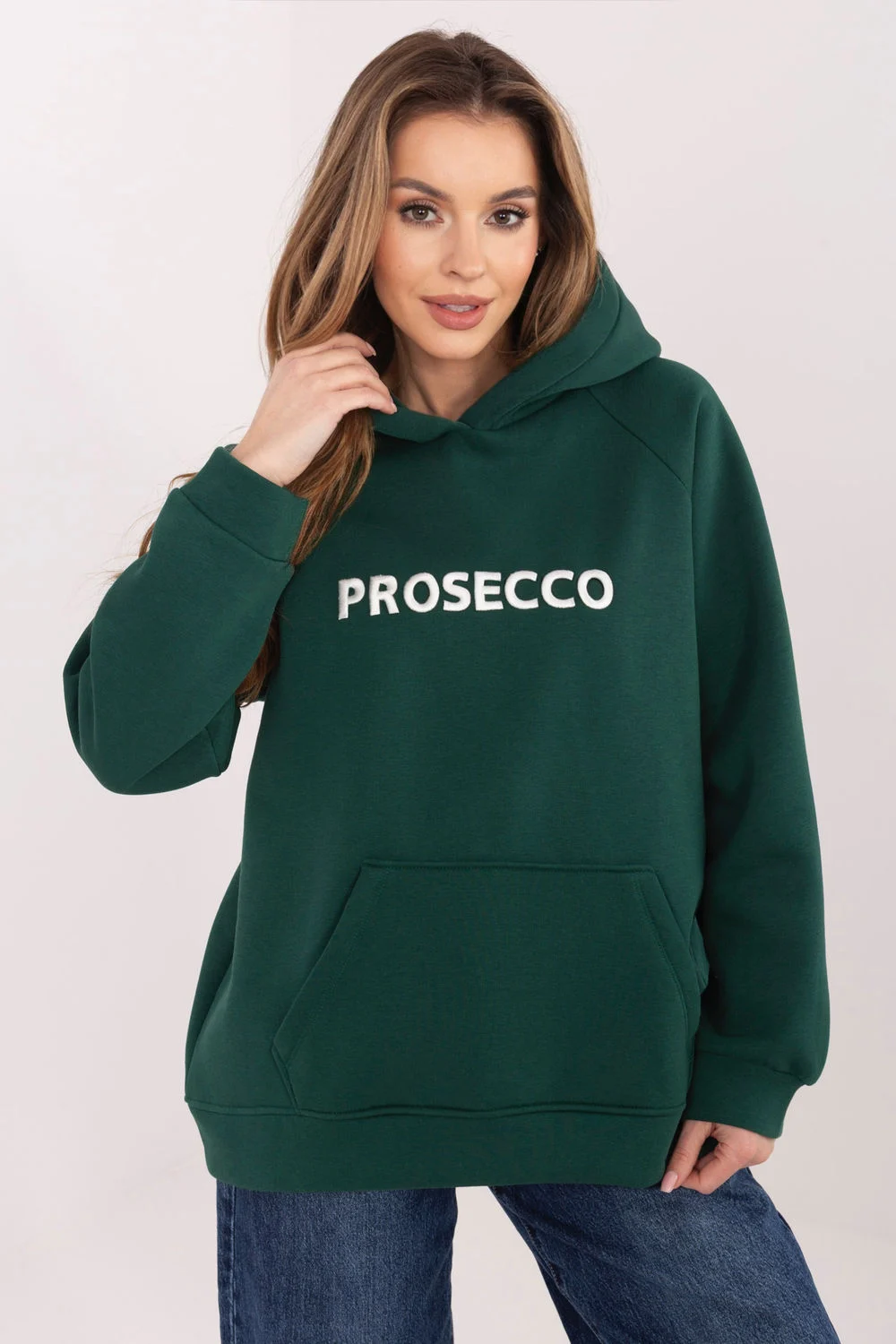Sweatshirt à capuche vert brodé