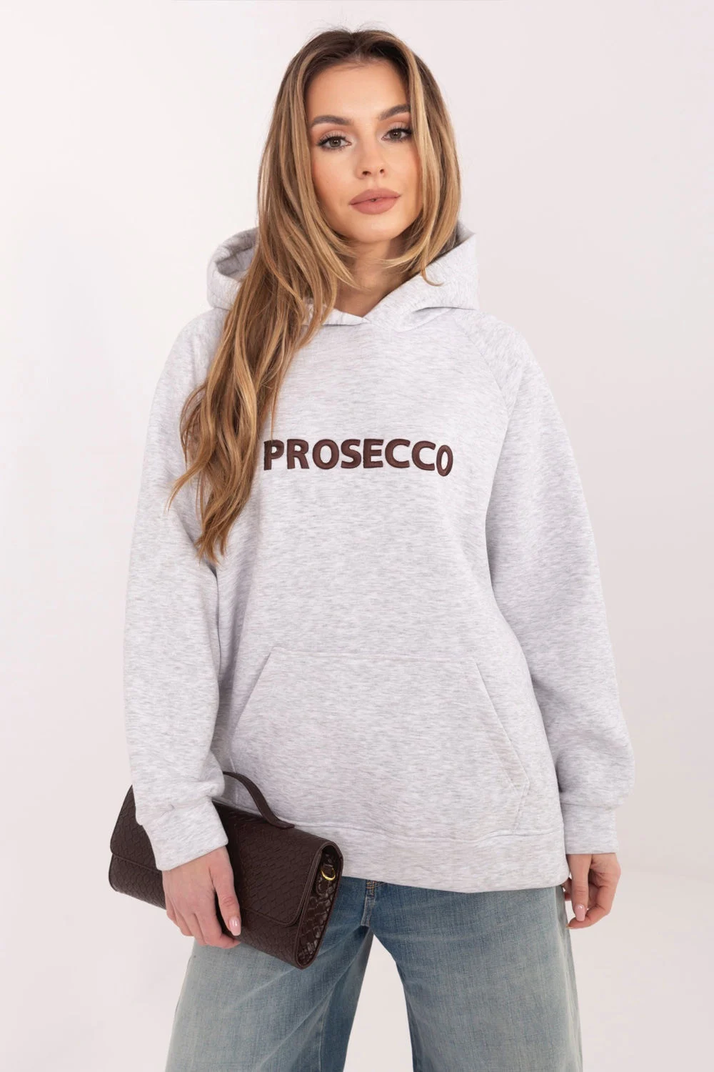 Sweatshirt à capuche gris brodé