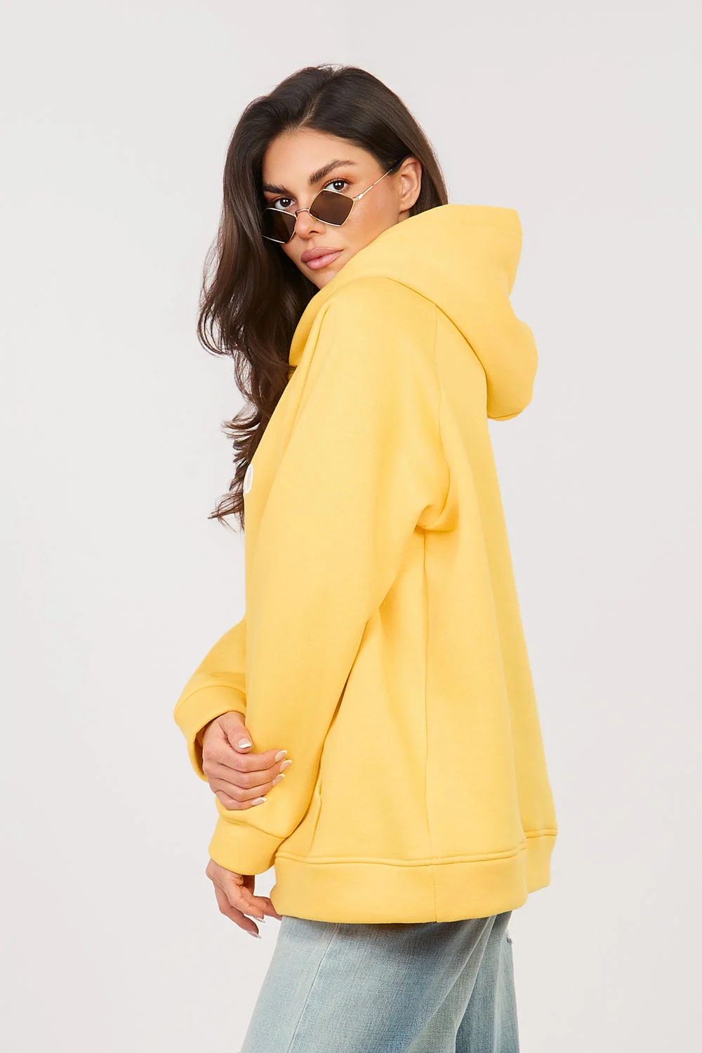 Rue Paris Sweatshirt à capuche jaune brodé