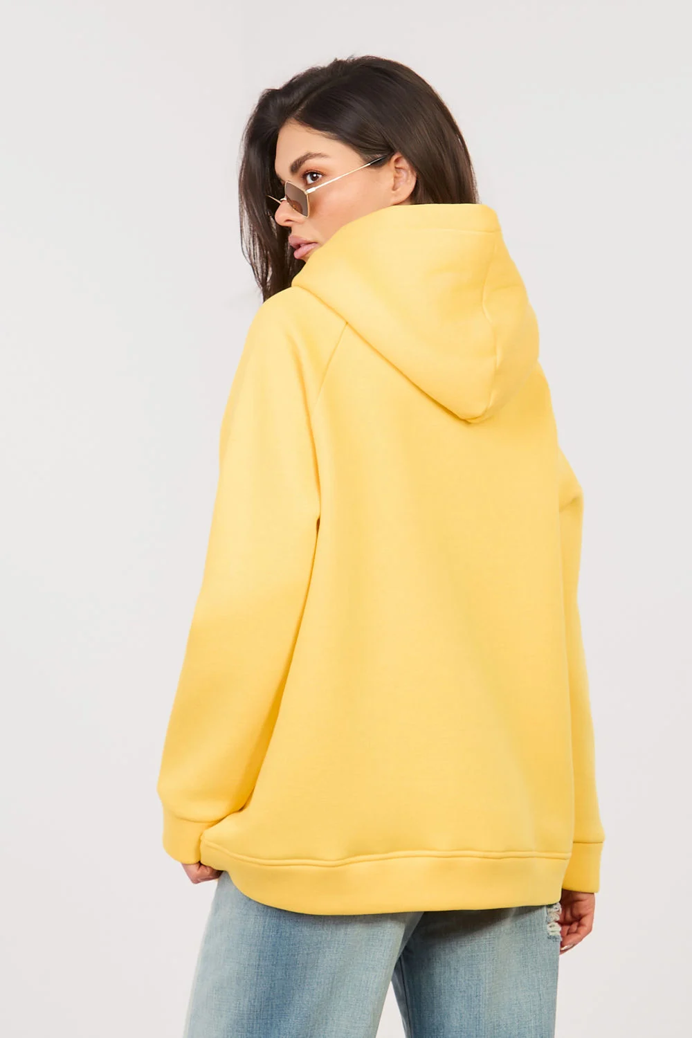Rue Paris Sweatshirt à capuche jaune brodé