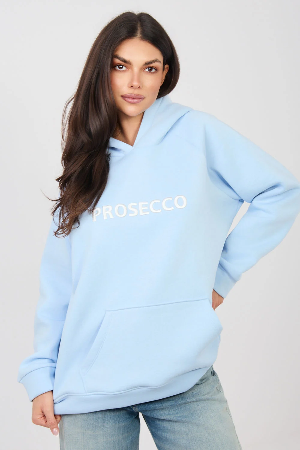 Sweatshirt à capuche bleu brodé