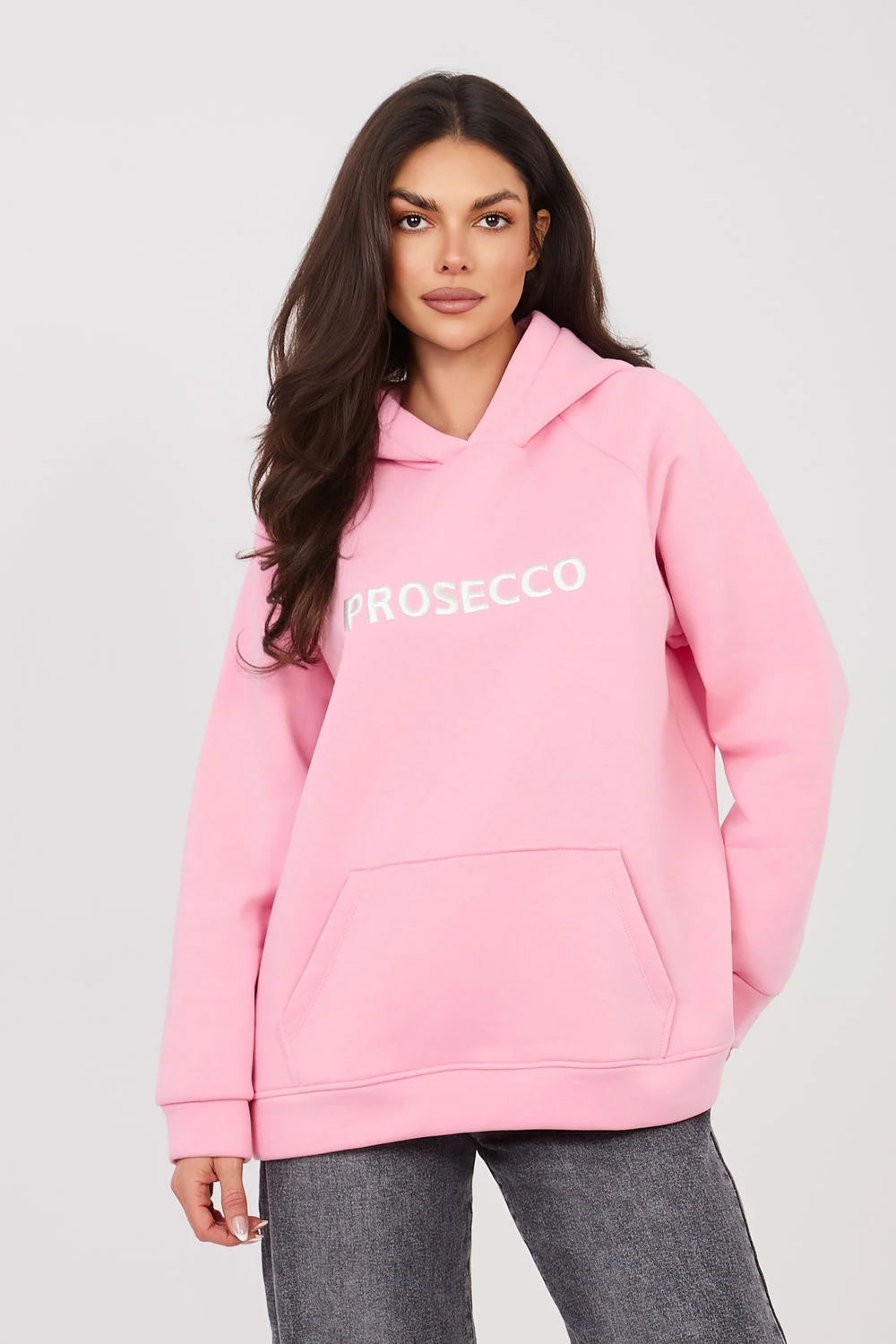 Sweatshirt à capuche rose brodé