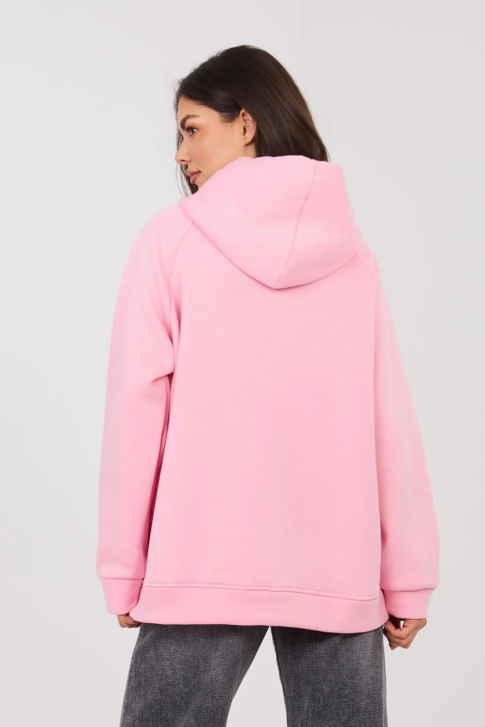 Sweatshirt à capuche rose brodé – Image 3