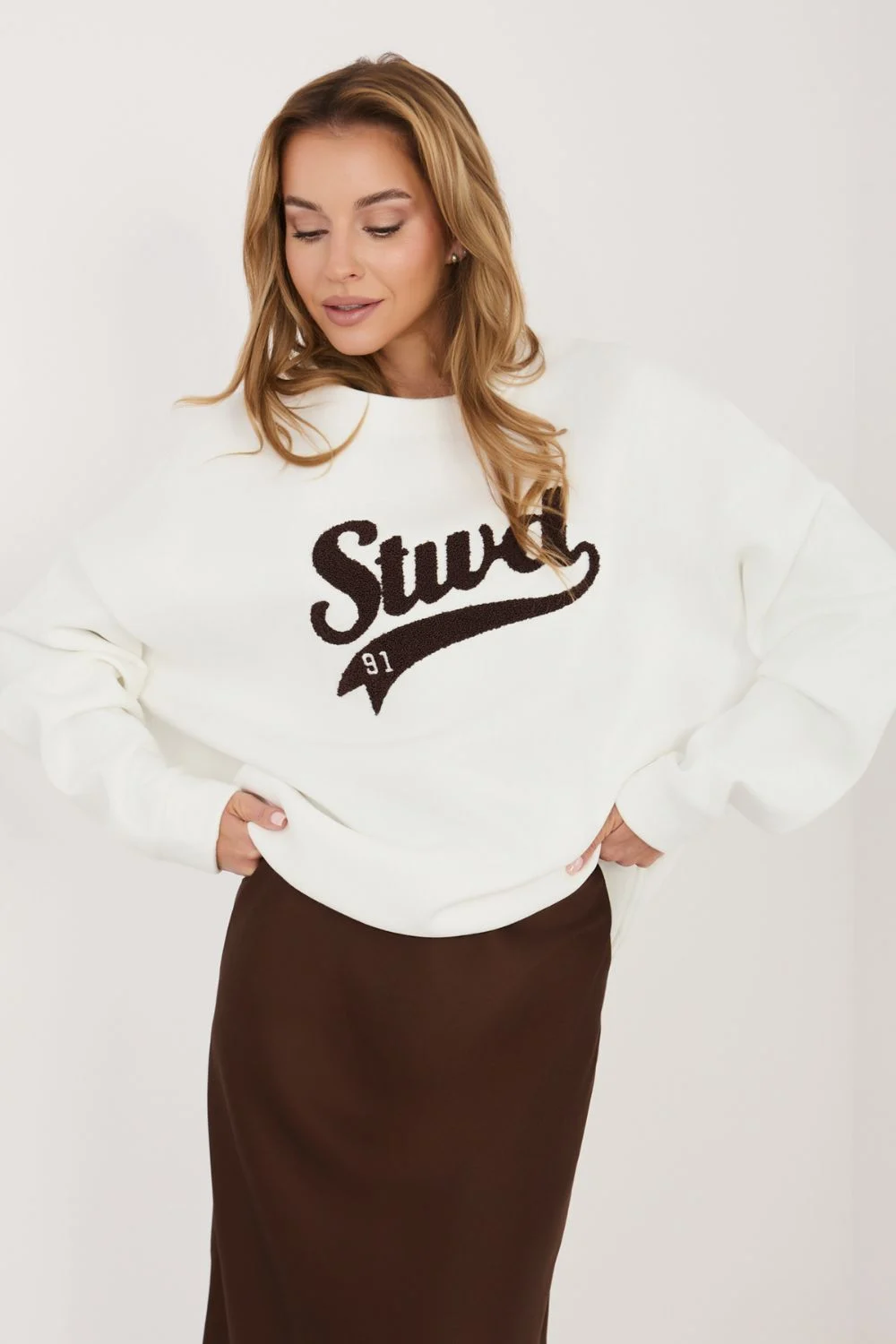 Sweatshirt beige en molleton – Image 4