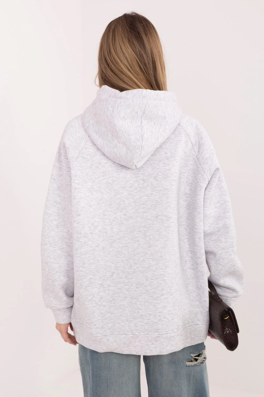 Sweatshirt à capuche gris brodé – Image 3