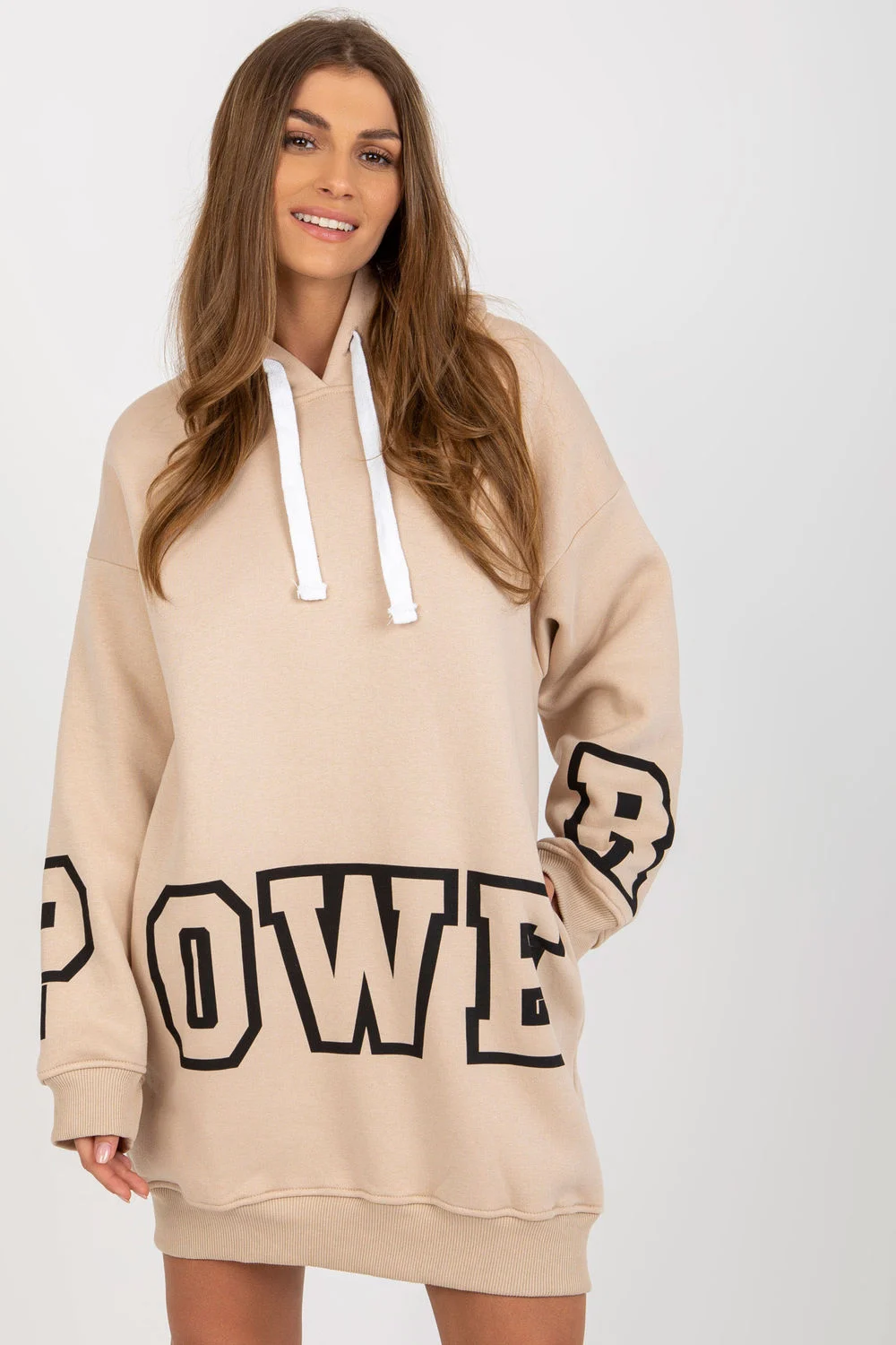 Sweatshirt à capuche oversize beige