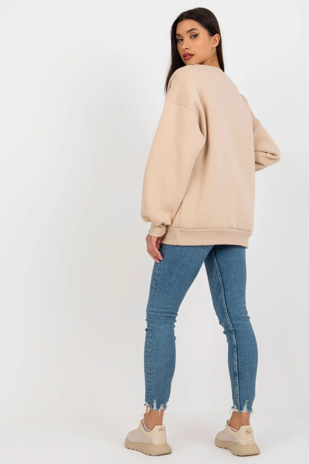 Sweatshirt beige en coton – Image 2
