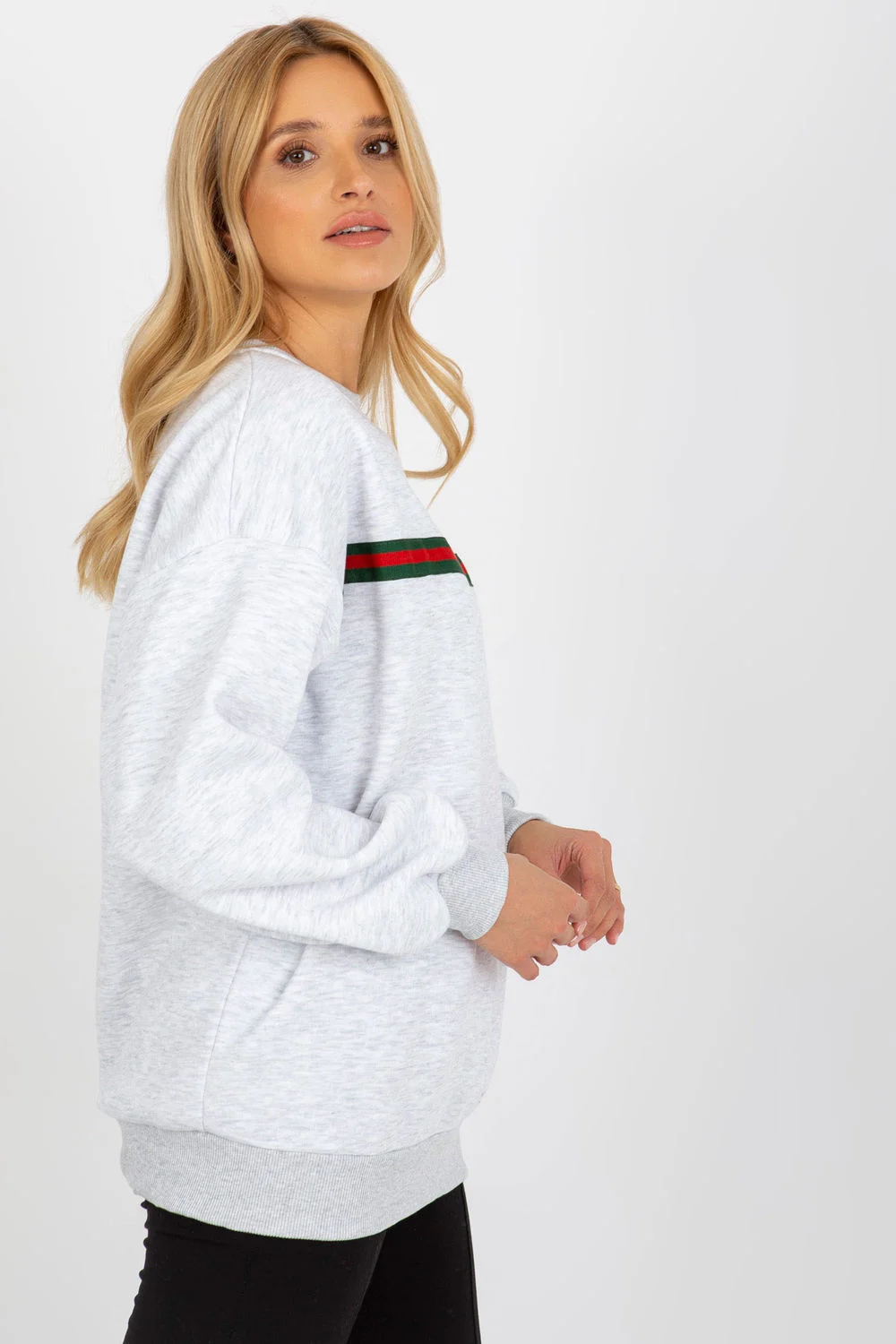 Sweatshirt zippé gris en coton – Image 2