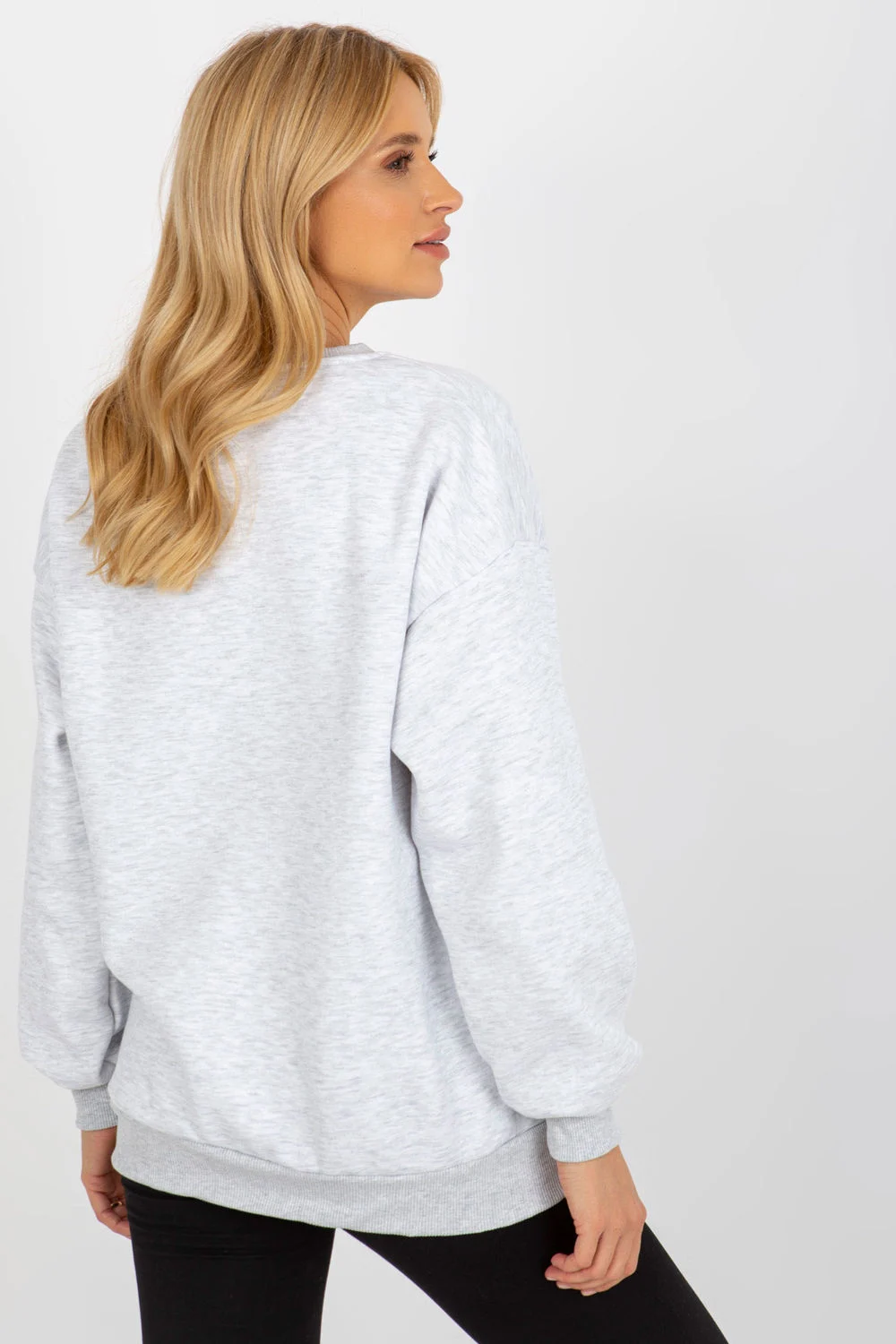 Sweatshirt zippé gris en coton – Image 3