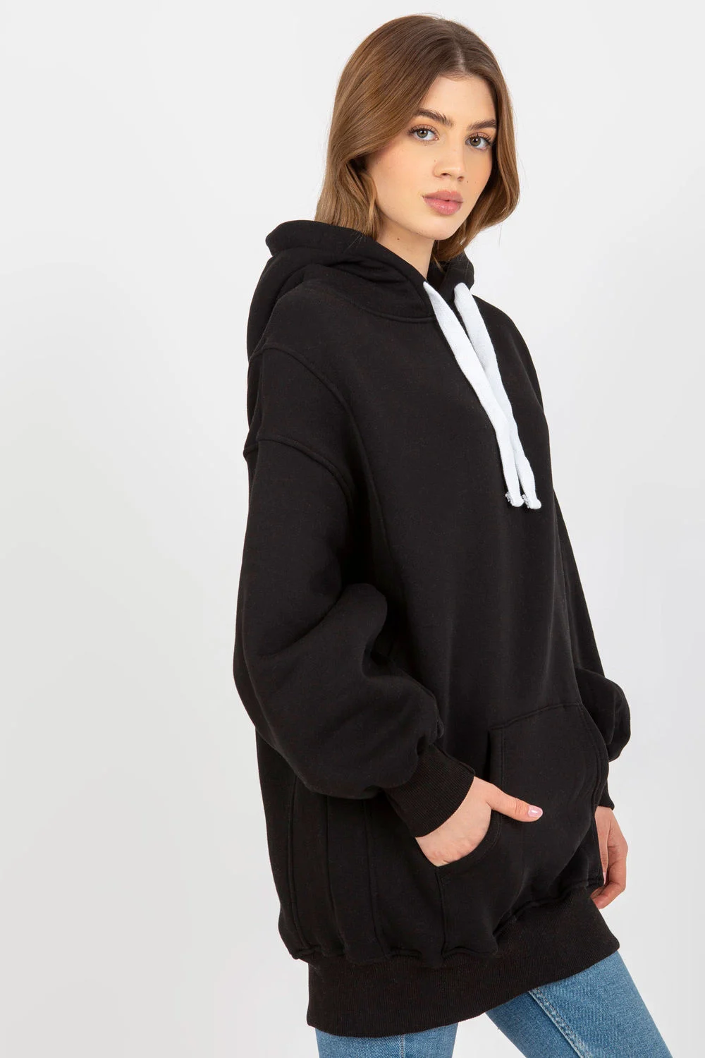 Ex Moda Sweatshirt à capuche noir en coton