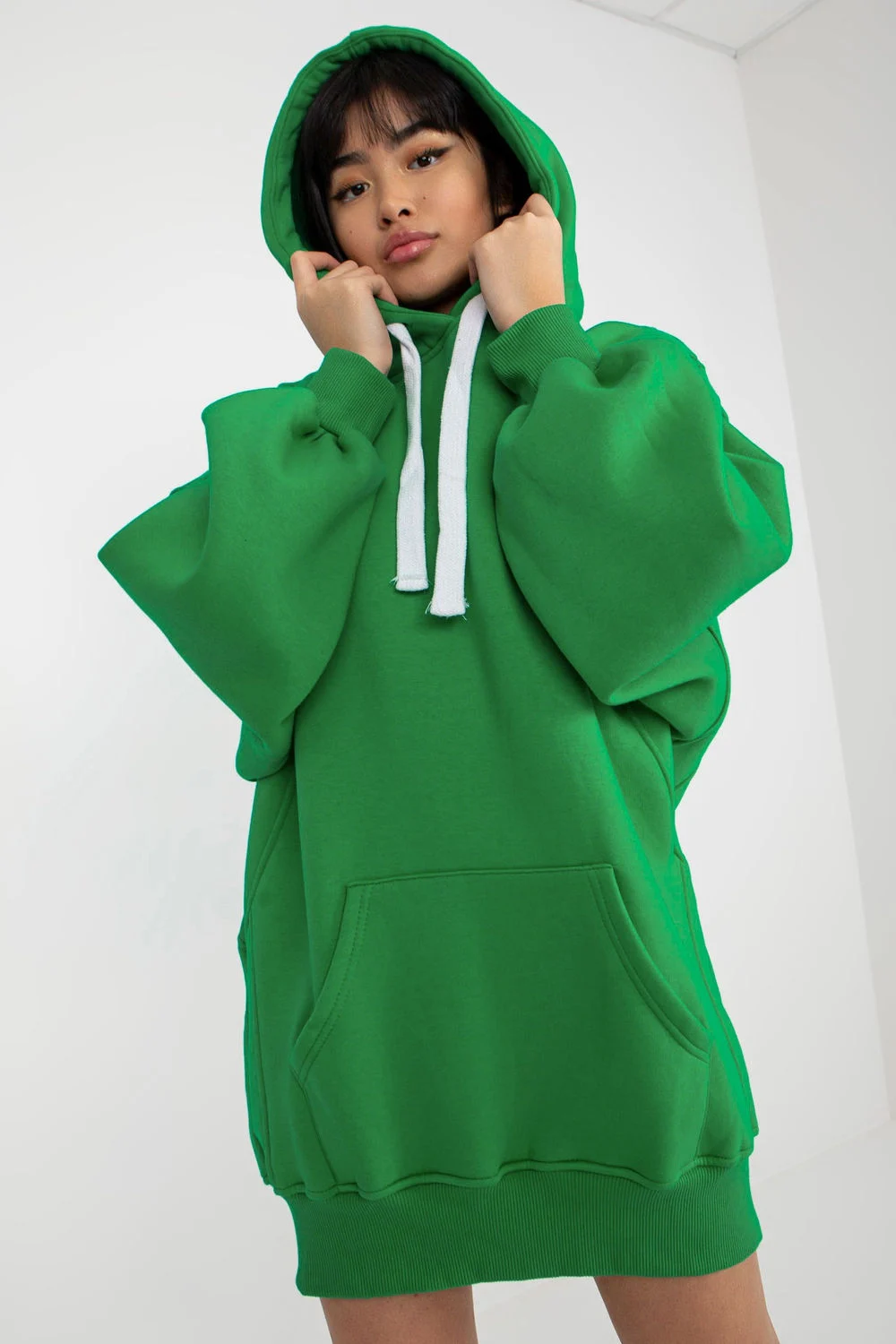 Ex Moda Sweatshirt à capuche vert en coton