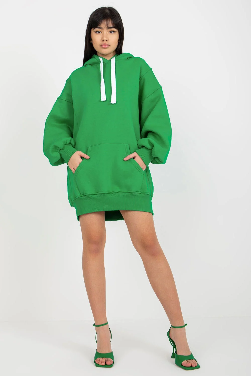 Ex Moda Sweatshirt à capuche vert en coton