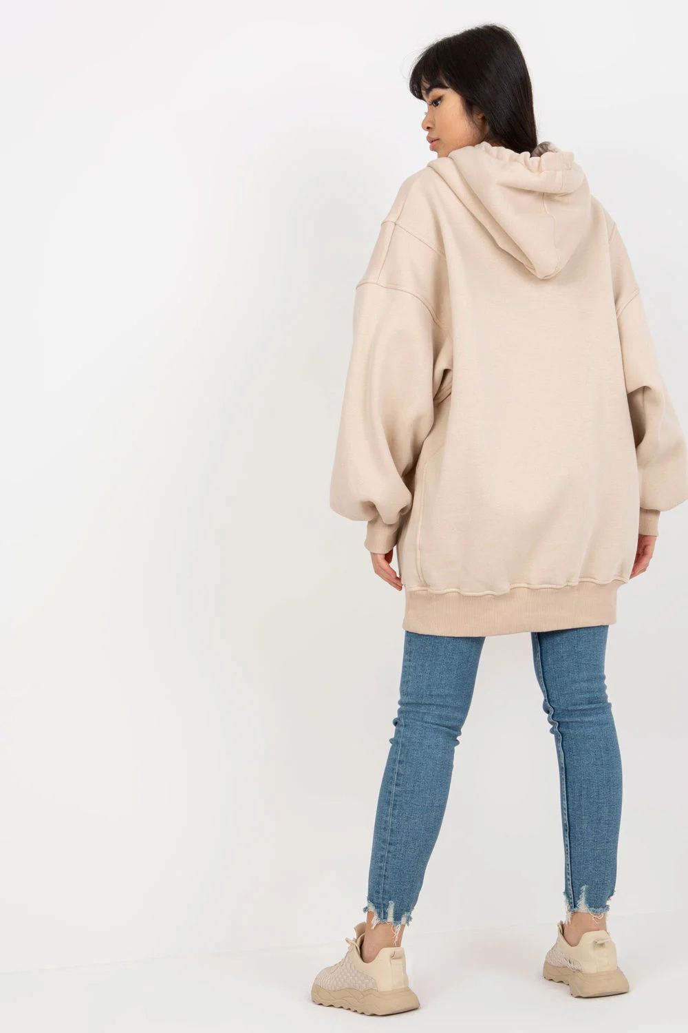 Ex Moda Sweatshirt à capuche beige en coton