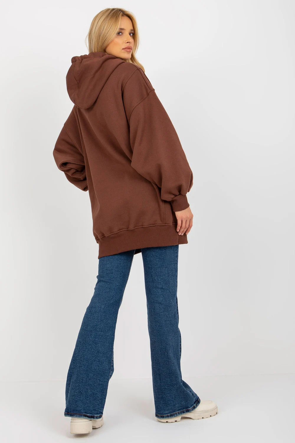 Ex Moda Sweatshirt à capuche brun en coton
