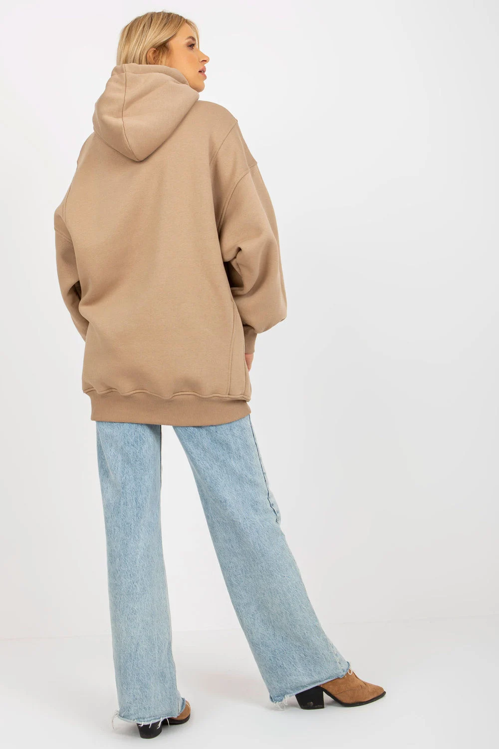 Ex Moda Sweatshirt à capuche beige en coton