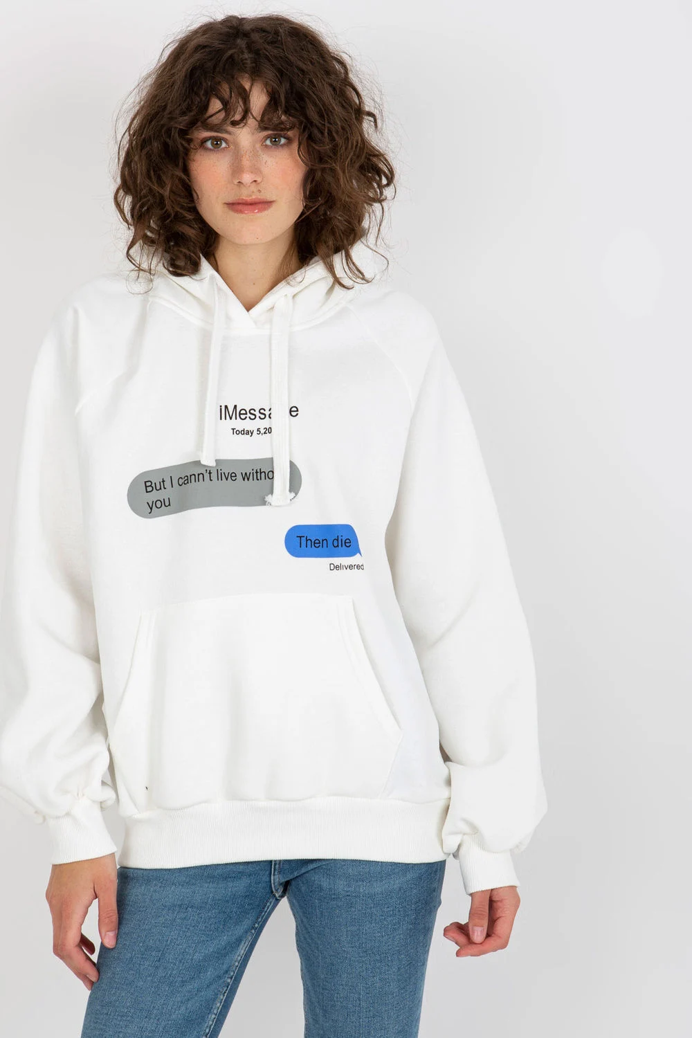 Ex Moda Sweatshirt à capuche oversize beige