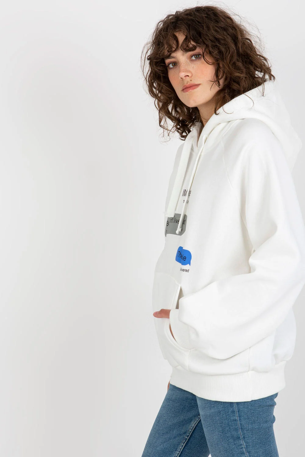 Ex Moda Sweatshirt à capuche oversize beige
