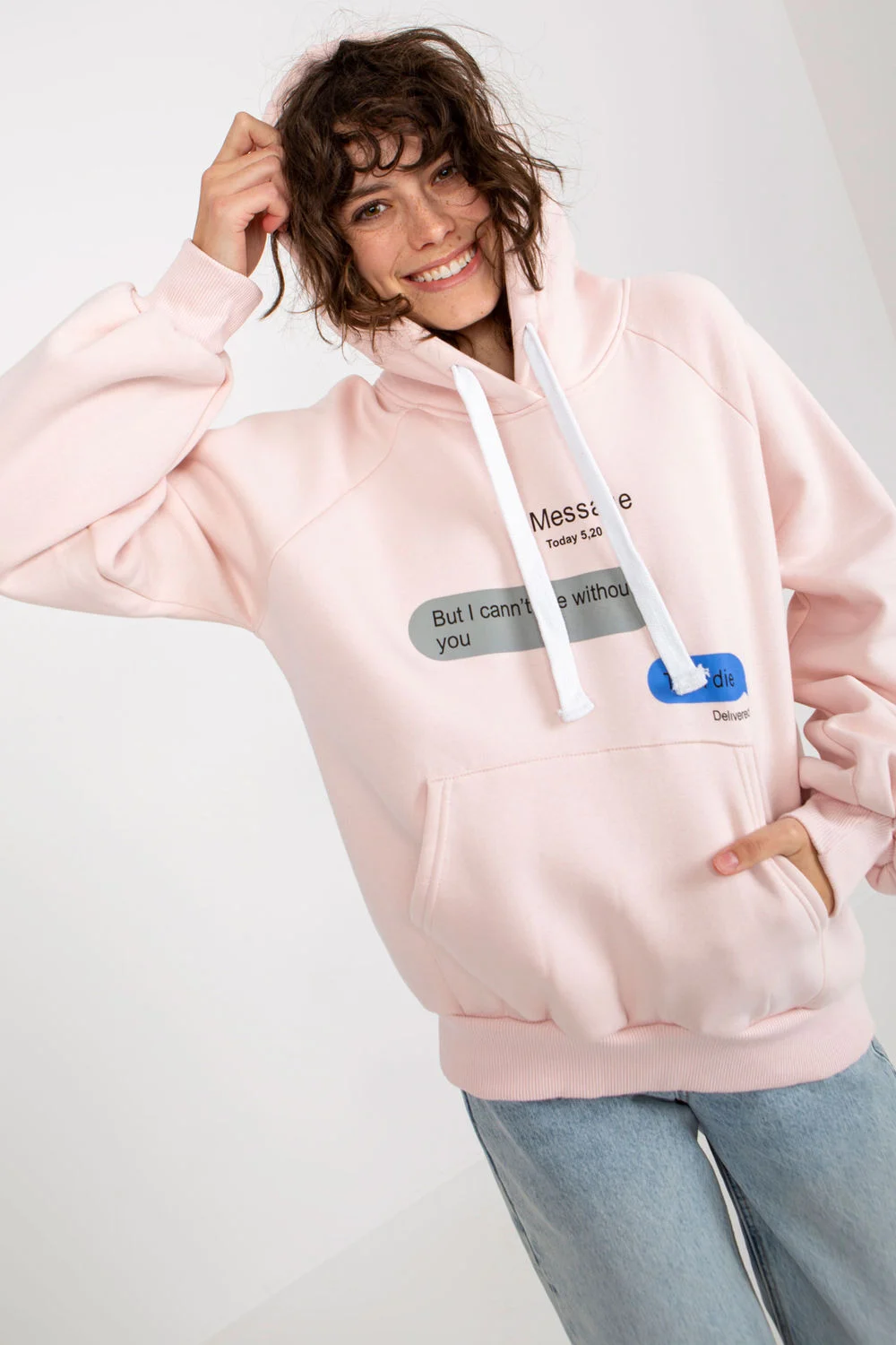Ex Moda Sweatshirt à capuche oversize rose