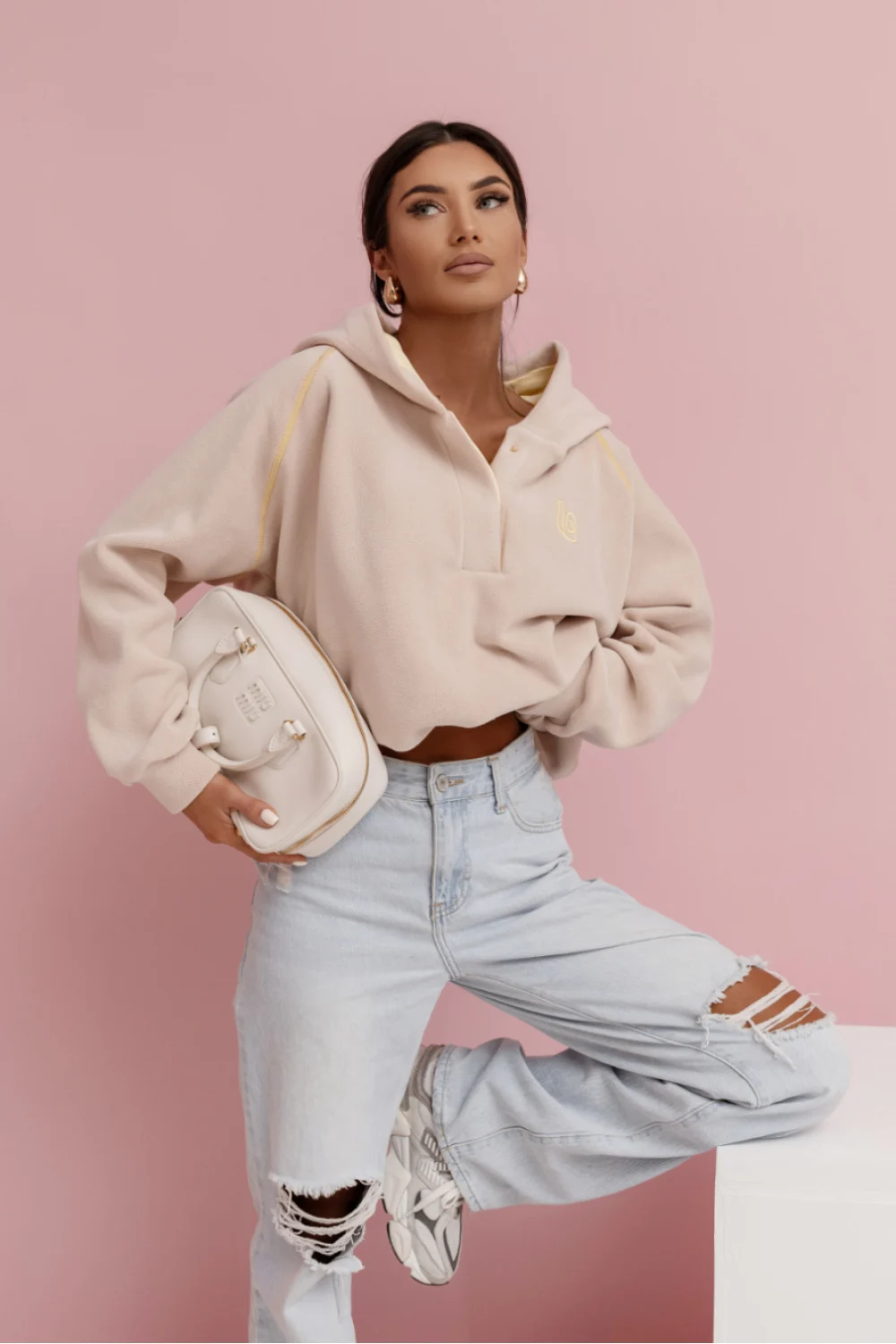LaBalancia Sweatshirt beige en molleton