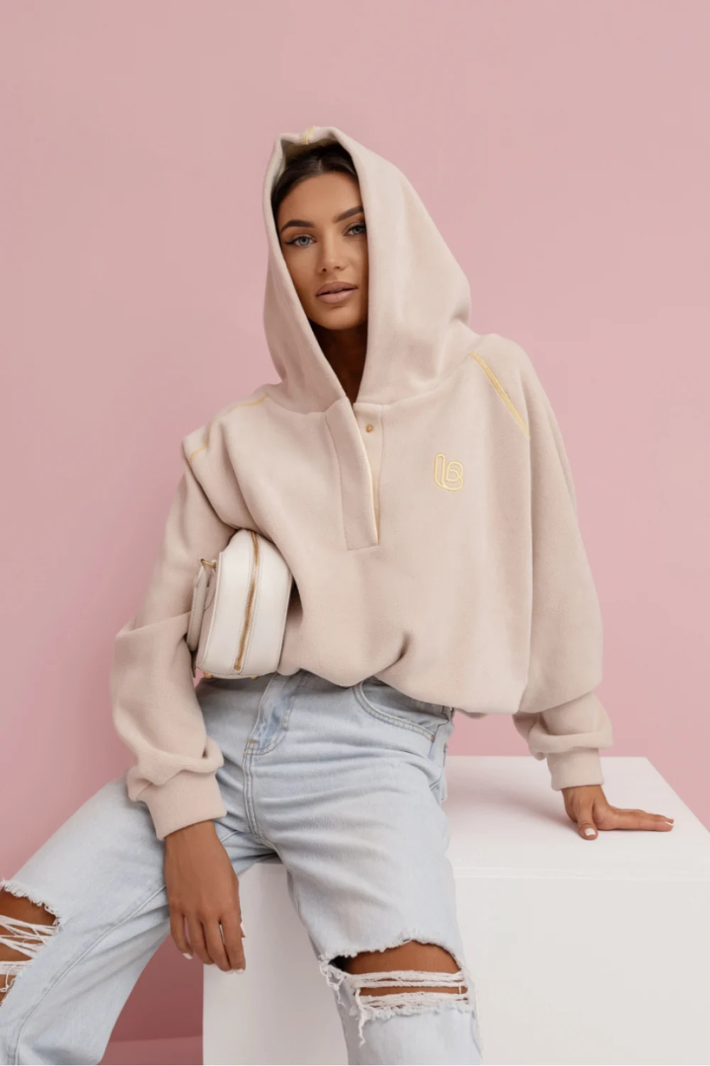 LaBalancia Sweatshirt beige en molleton
