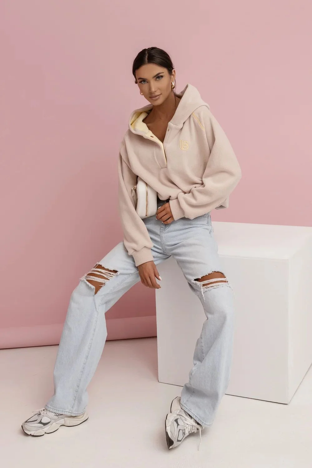LaBalancia Sweatshirt beige en molleton