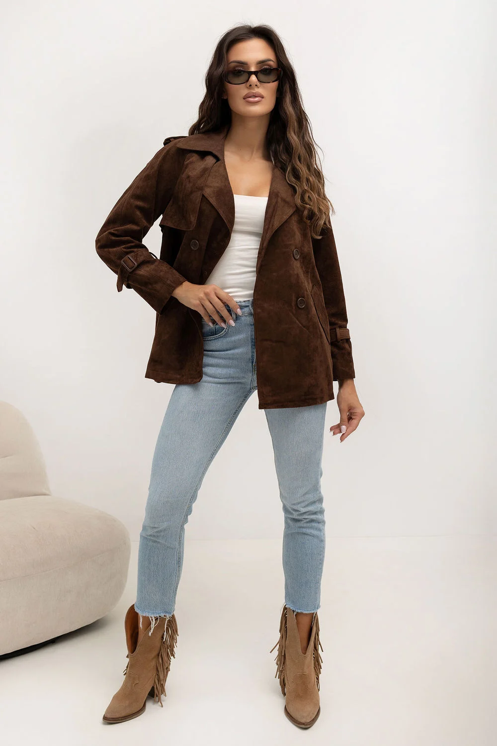 Manteau brun à double boutonnage – Image 2