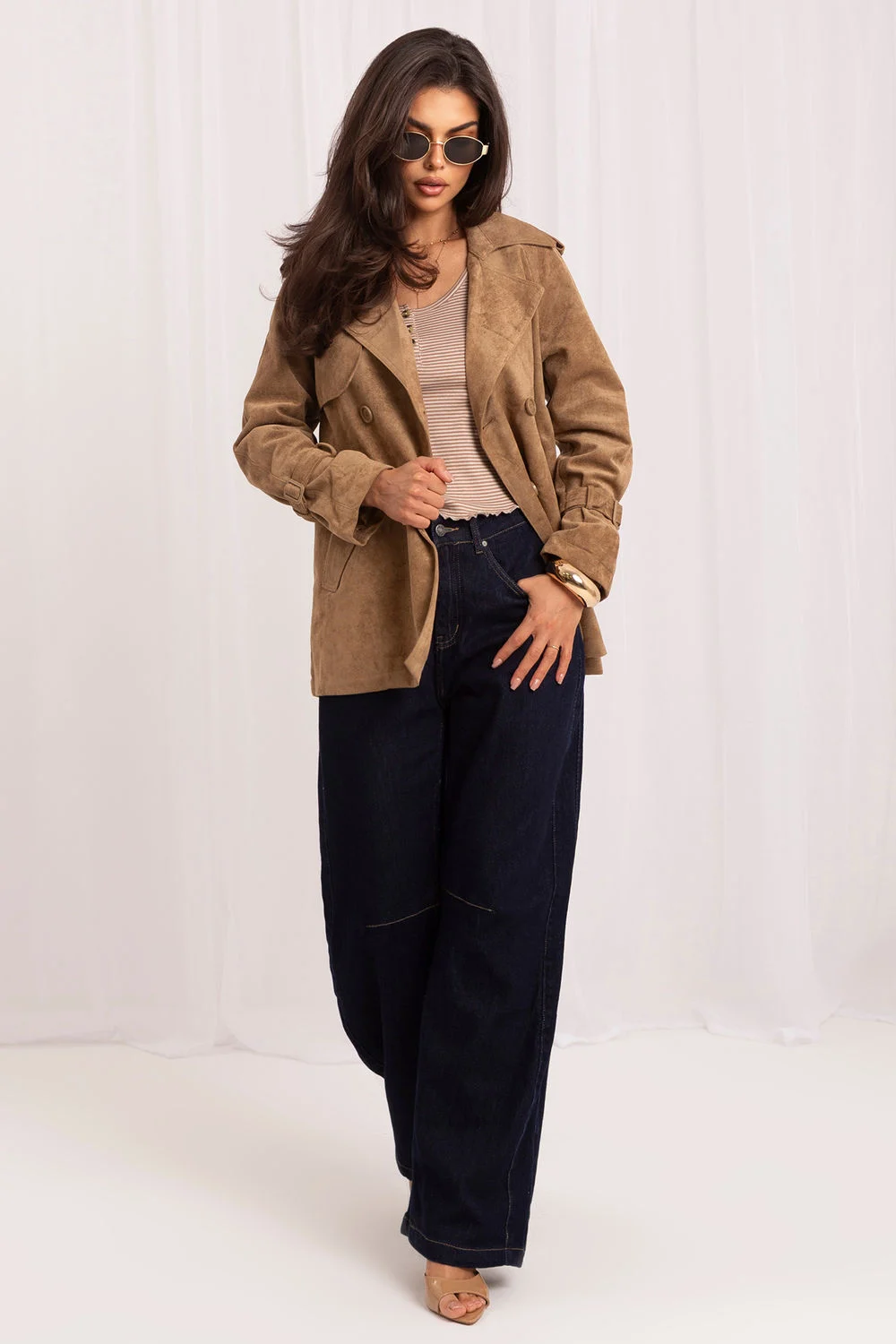 Manteau brun à double boutonnage – Image 2