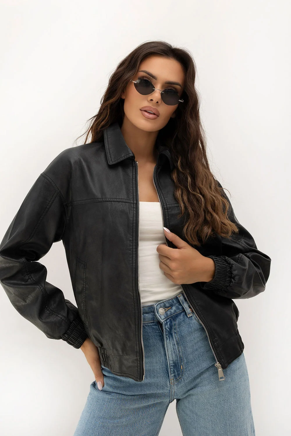 Veste en simili cuir noire