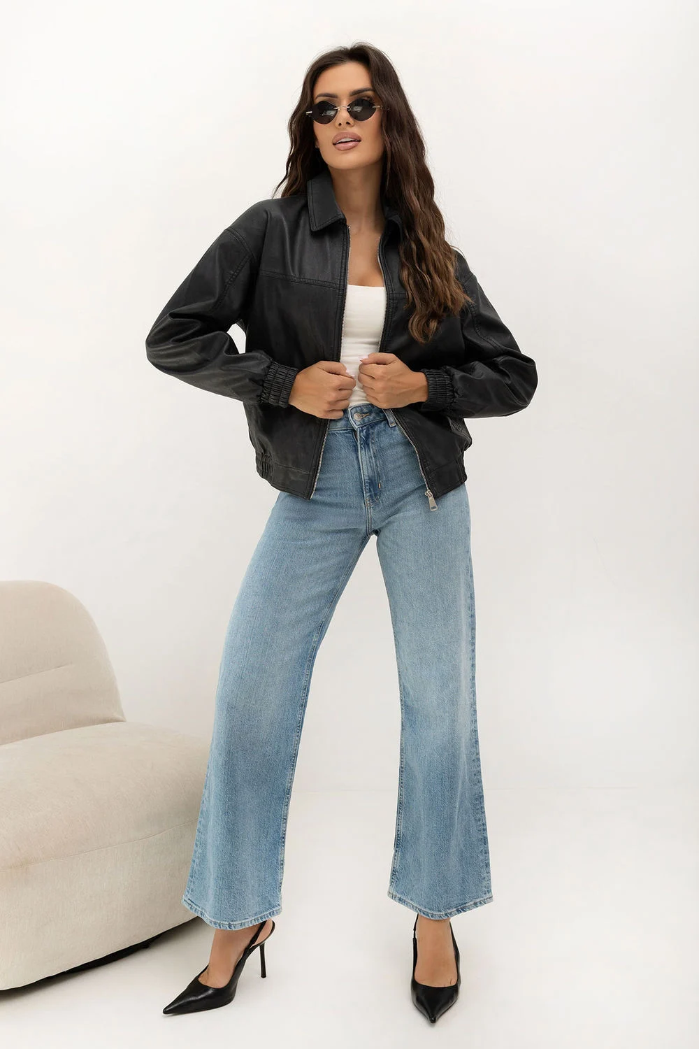 Veste en simili cuir noire – Image 2