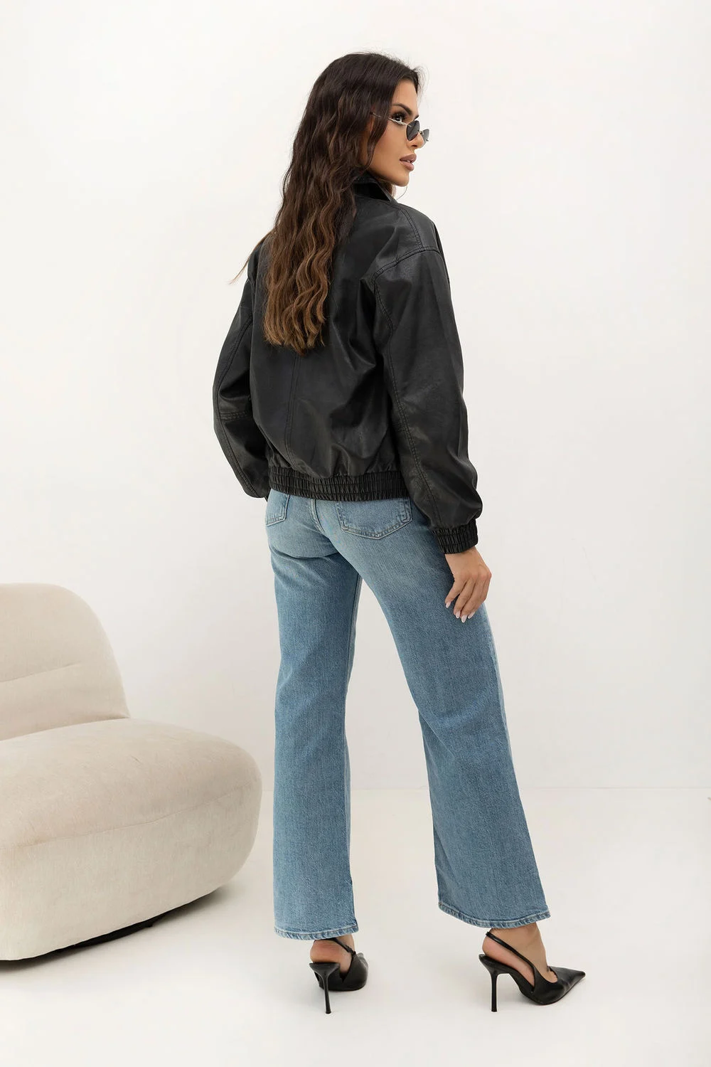 Veste en simili cuir noire – Image 3